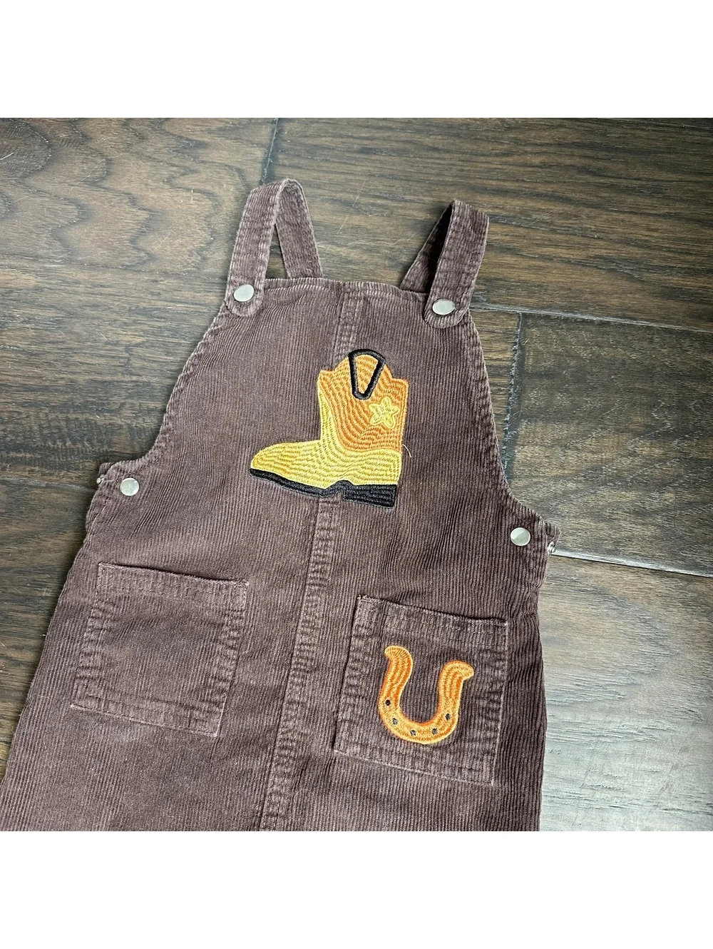 Monica + Andy Brown Corduroy Overalls Western Cowboy Boot Boys Size 2T